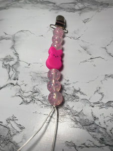 Pink Peep Confetti Pacifier Clip