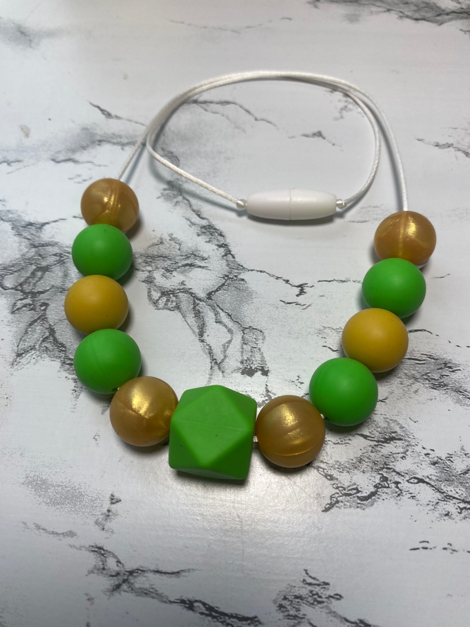 Green and Gold Teething Necklace