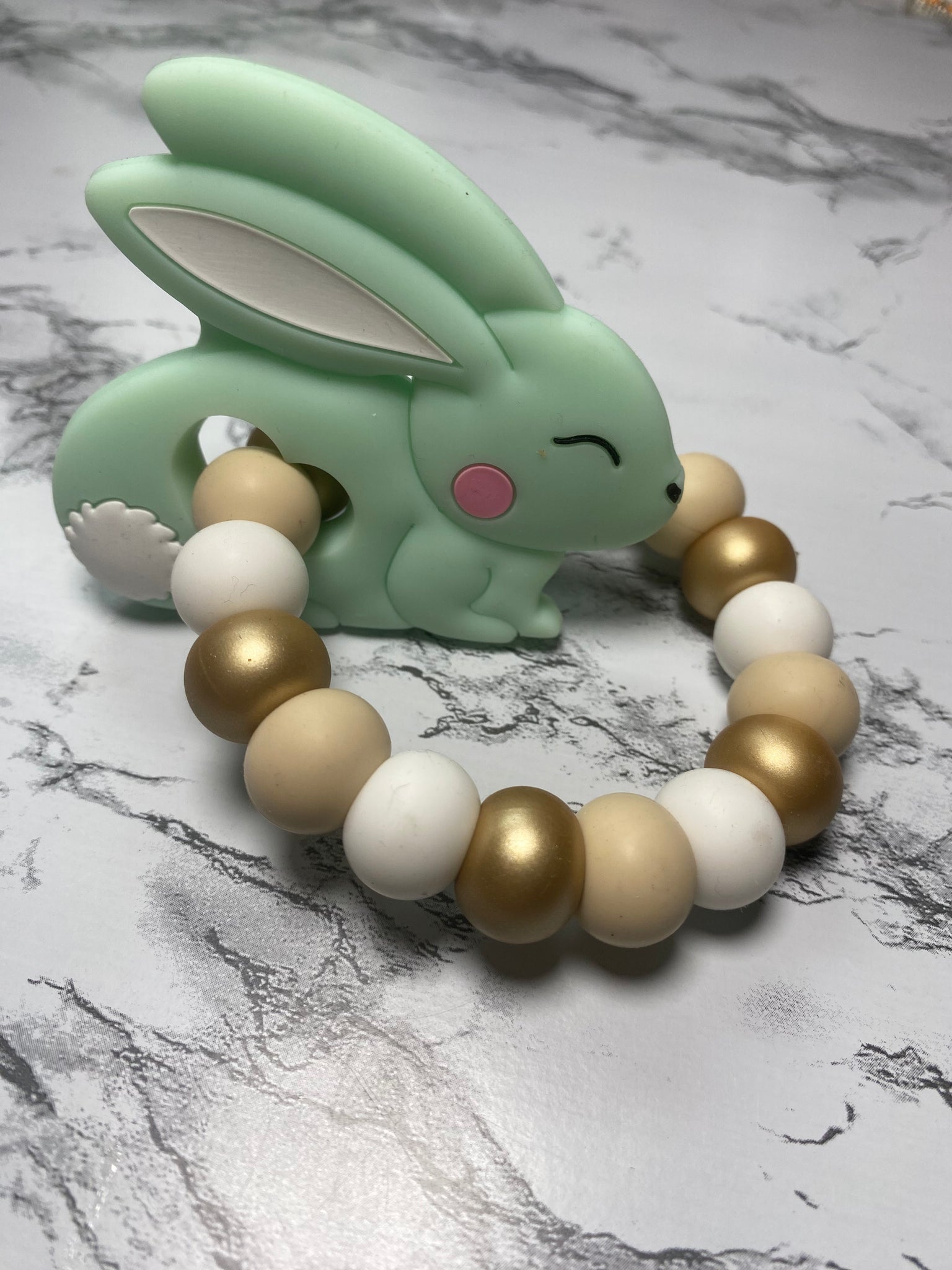 Mint Bunny Teething Ring