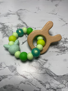 Green Bunny Teething Ring