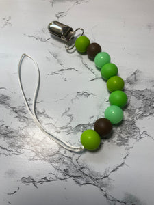 Green and Brown Pacifier Clip