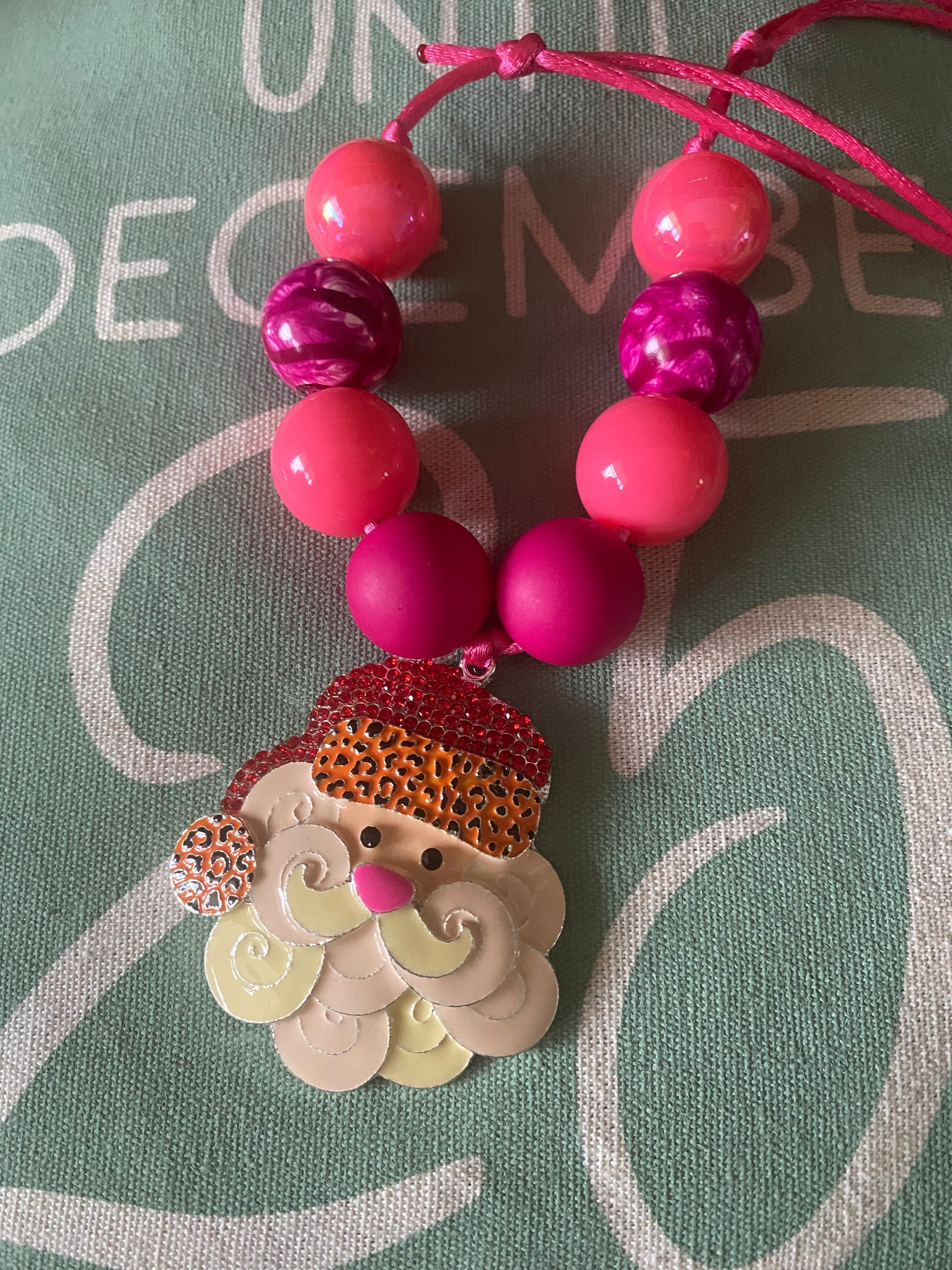 Pink Santa Bubble Gum Necklace