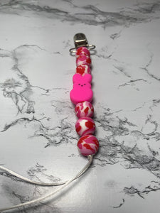 Pink Peep Camo Pacifier Clip