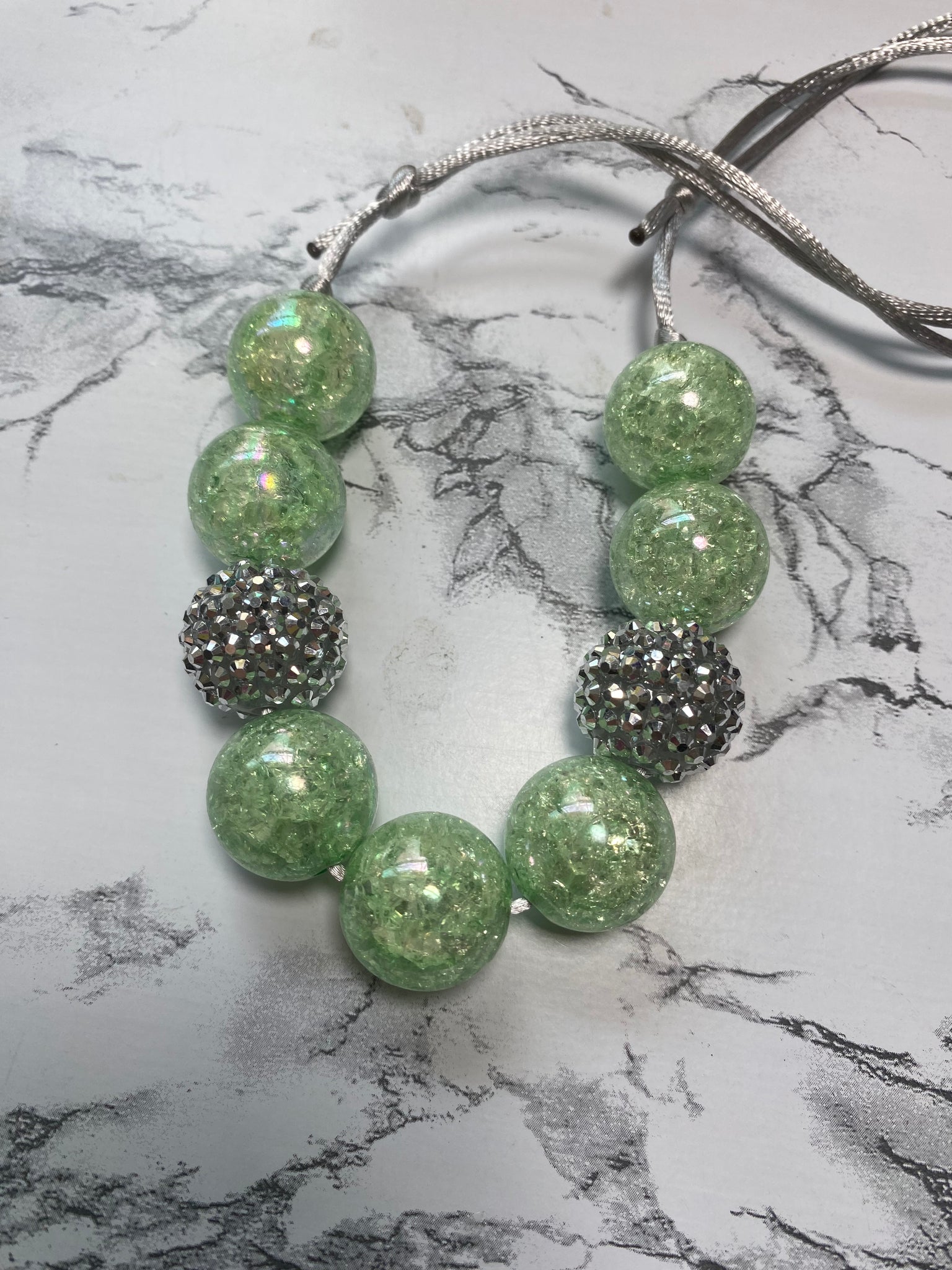 Crackle Green Bubble Gum Necklace