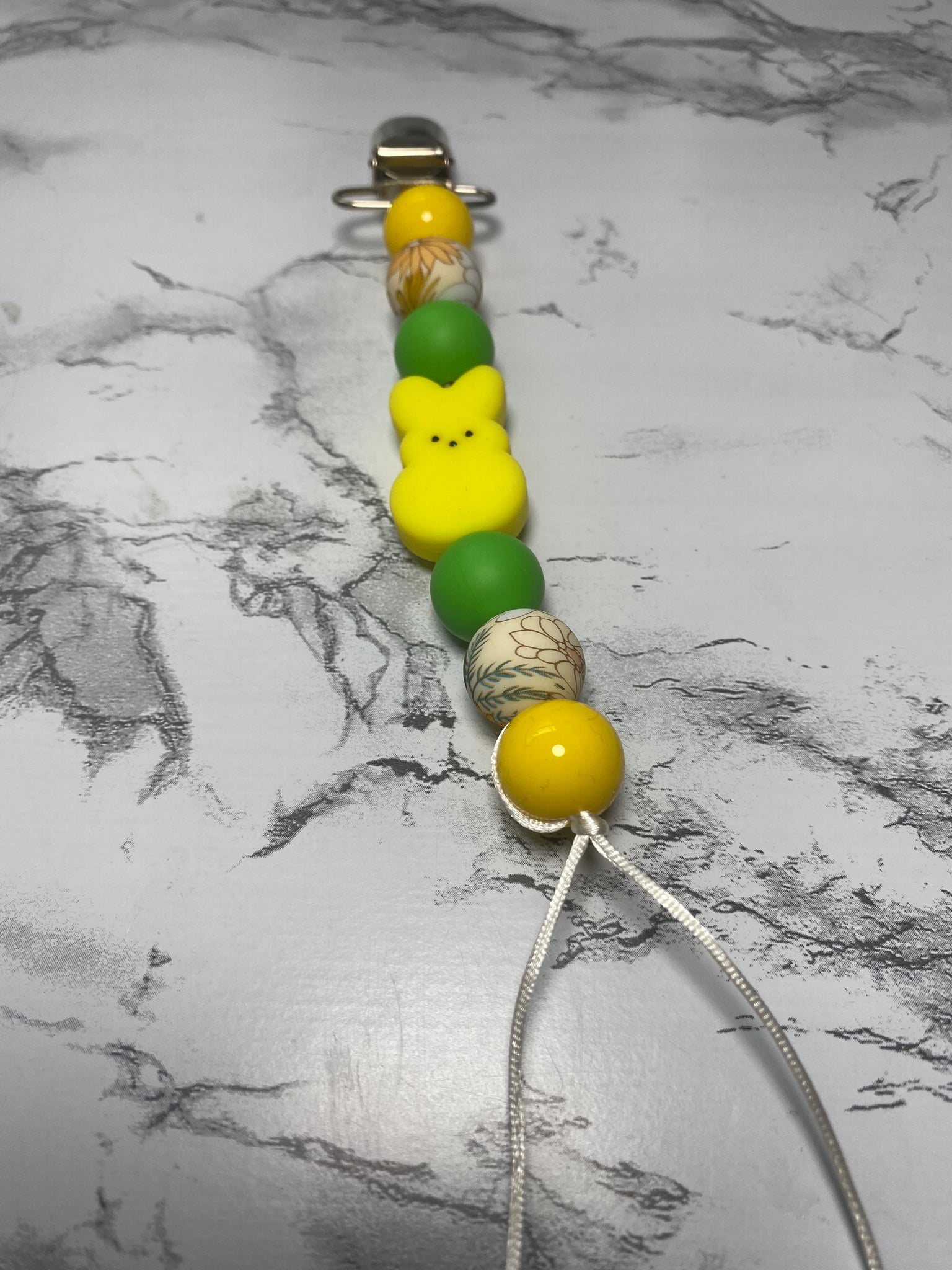 Yellow Peep Flower Pacifier Clip